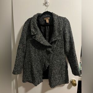 Black and grey chevron pea coat